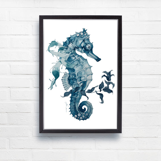 Seahorse watercolour illustration – Mandart print