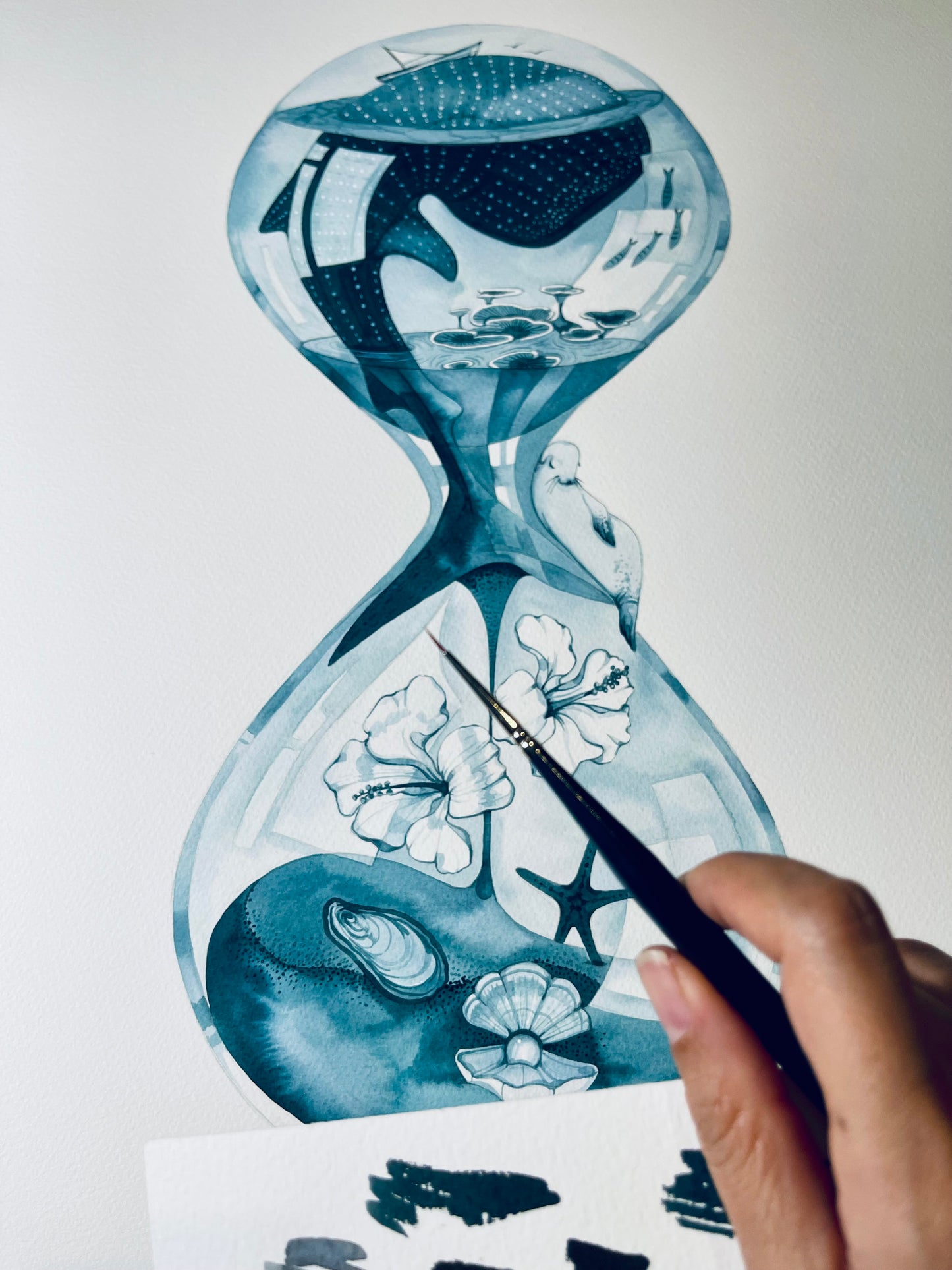 Hourglass watercolour illustration