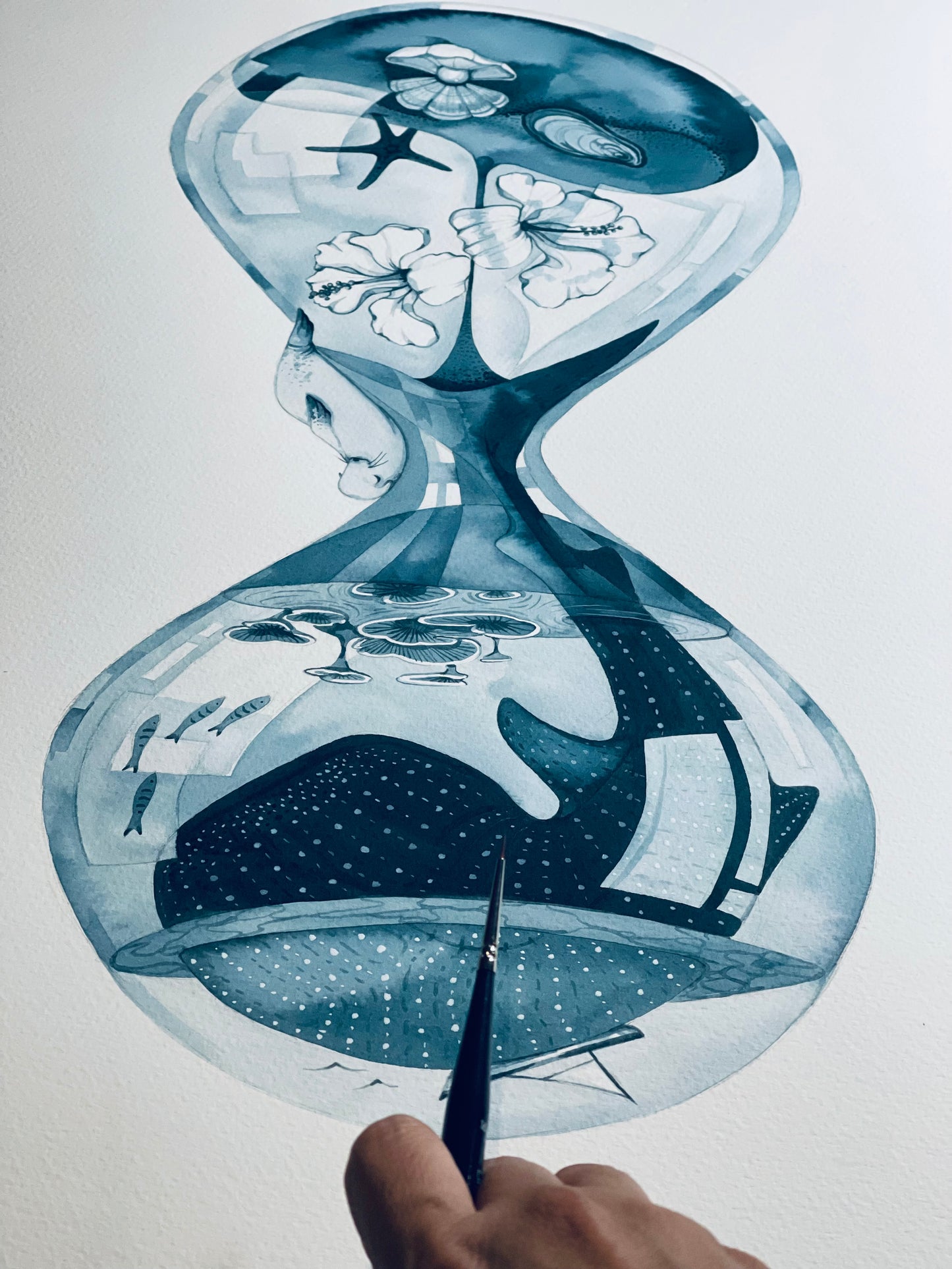 Hourglass watercolour illustration