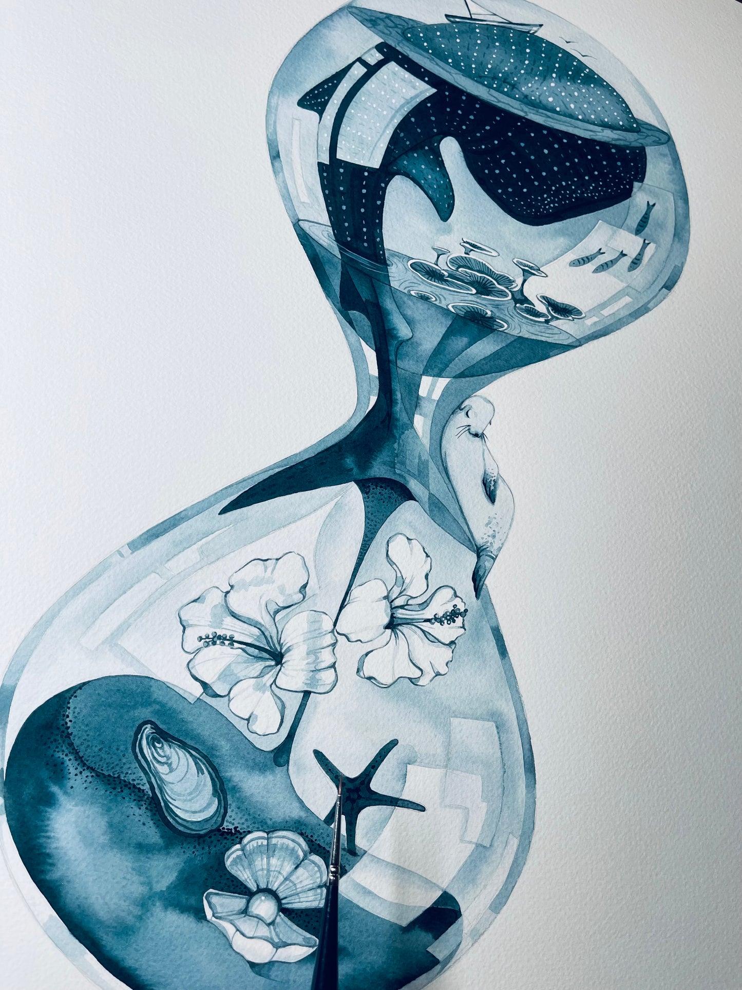 Hourglass watercolour illustration