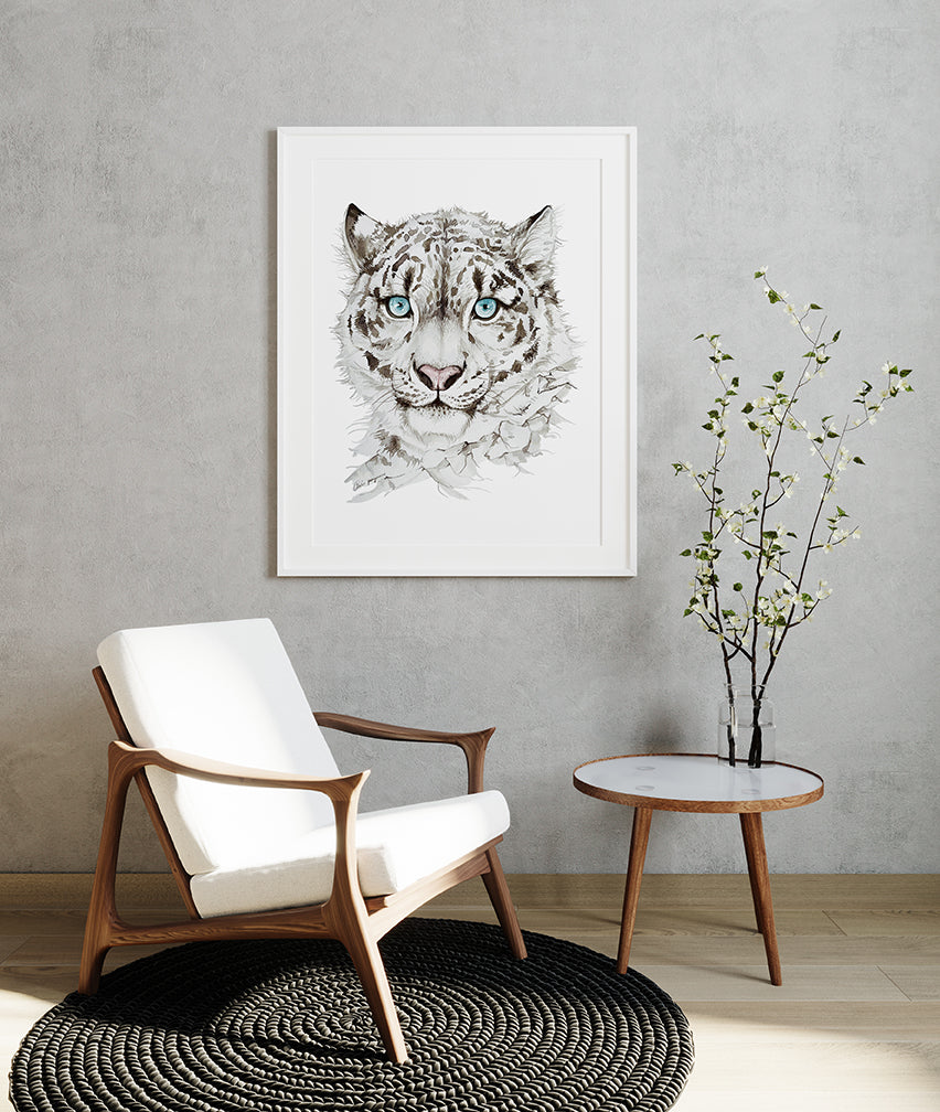 Snow leopard Watercolour print