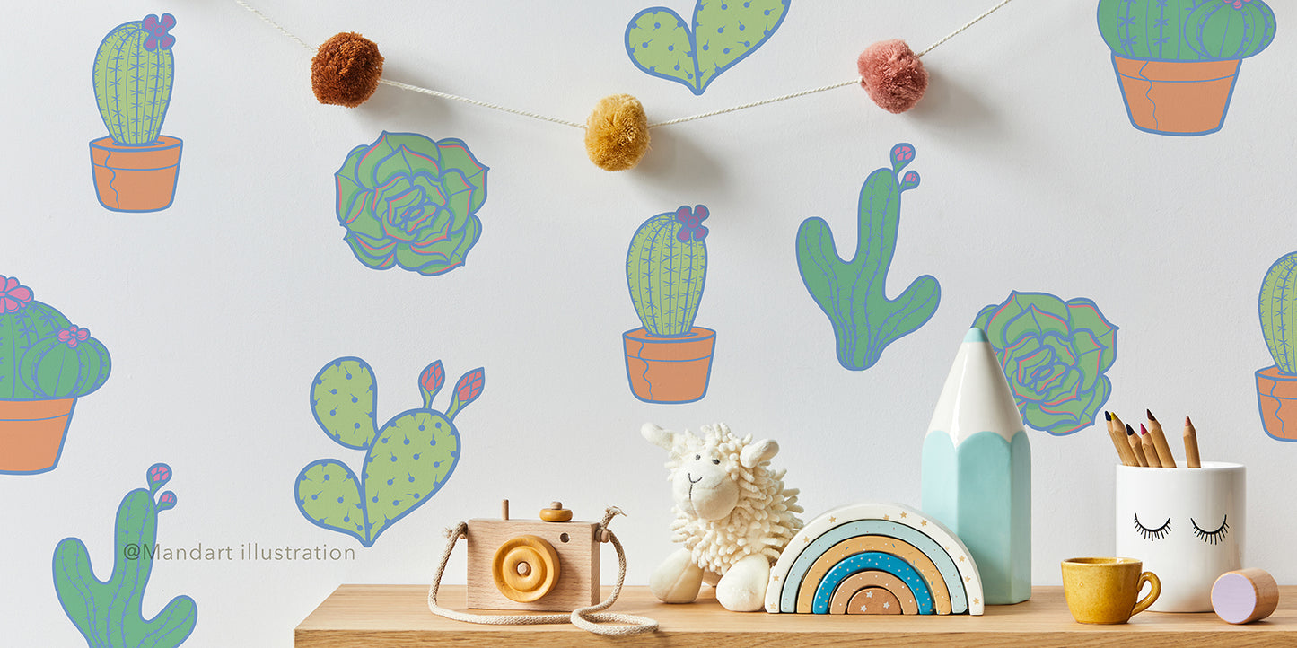 Cactus wall decal