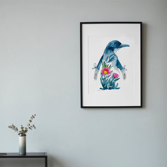 Fairy penguin watercolour print