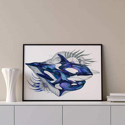 Orca watercolour print
